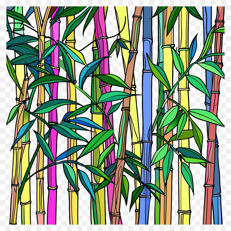 Bosque De Bambú，Colorido PNG