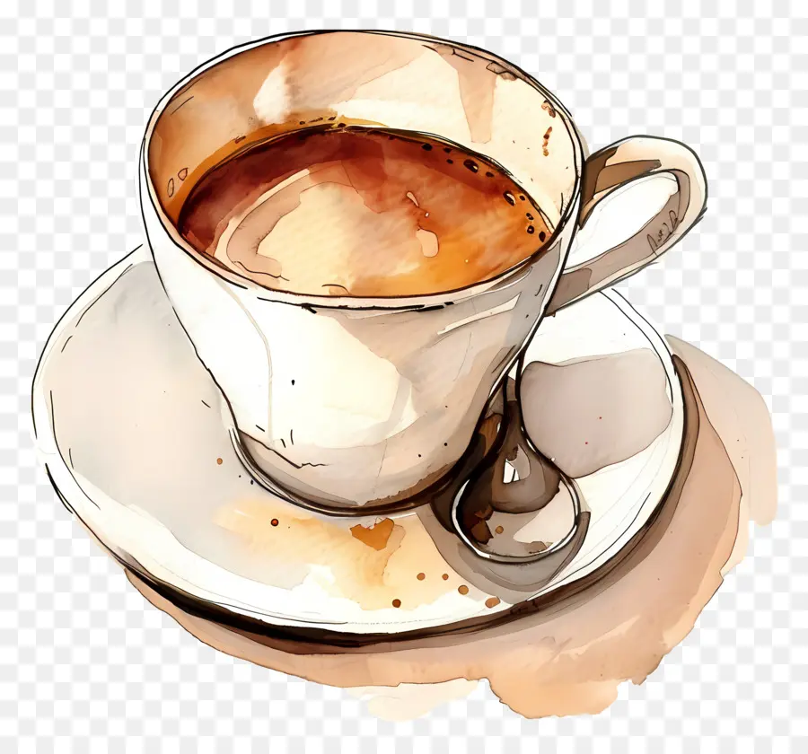 Café，Pintura A La Acuarela PNG