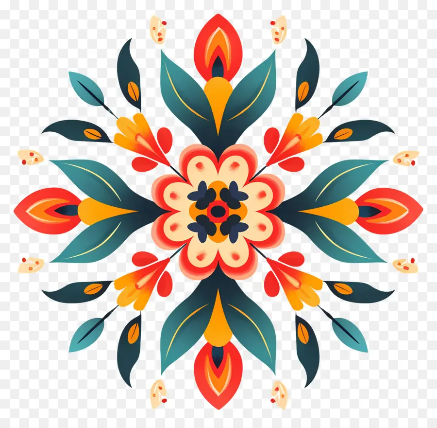 Rangoli Floral，Diseño Floral PNG