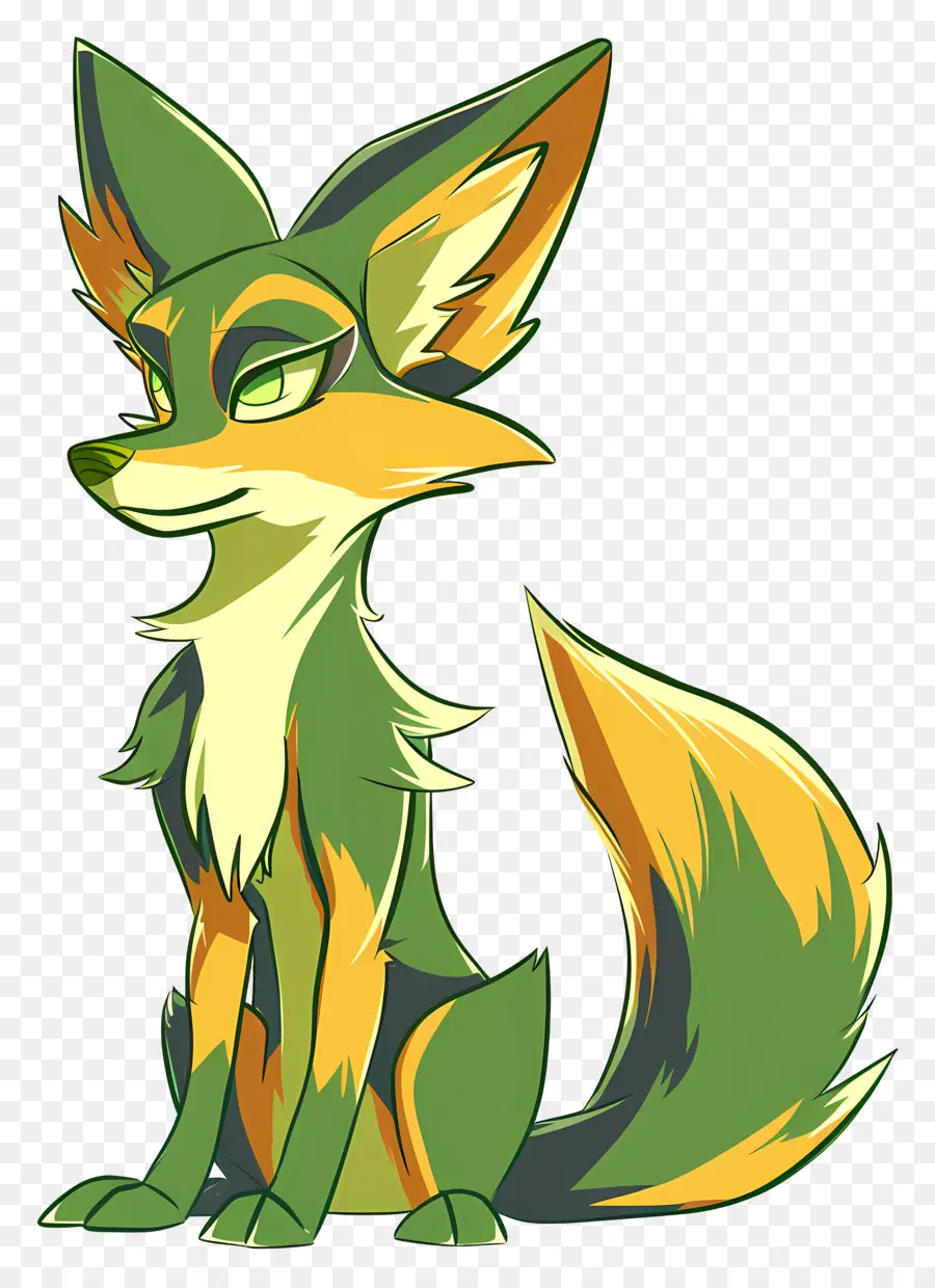 De Dibujos Animados De Fox，Zorro Verde Y Amarillo PNG