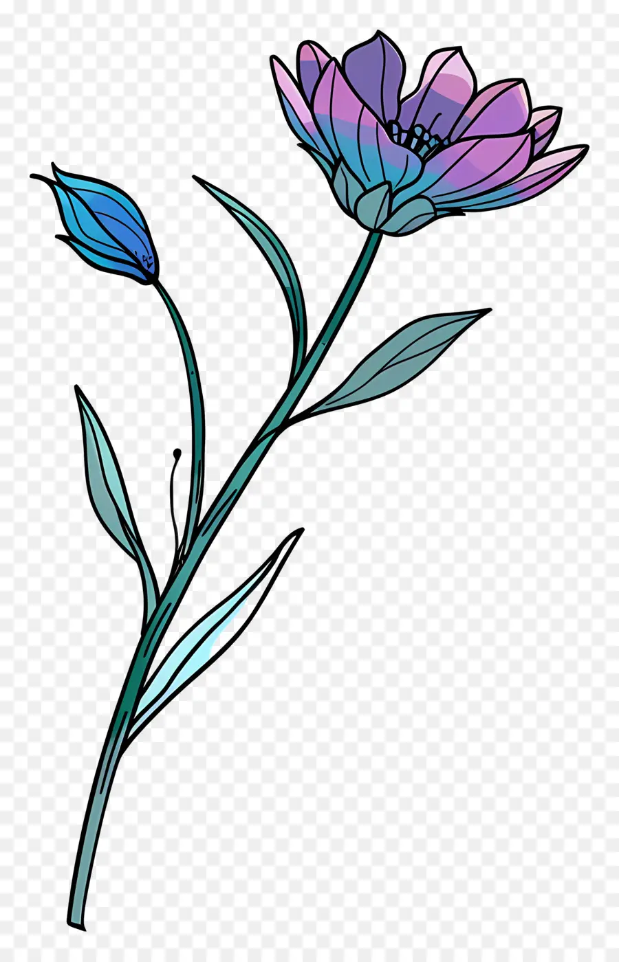 El Tallo Floral，Flor Azul PNG