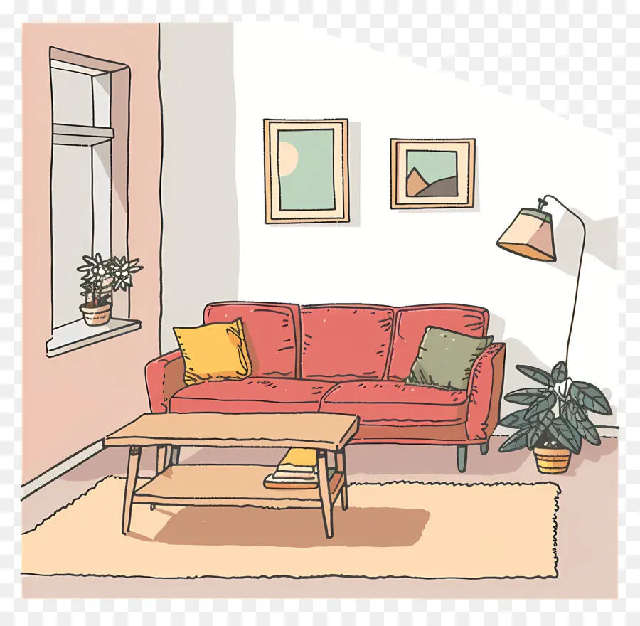 Sala De Estar，Sofá Rojo PNG