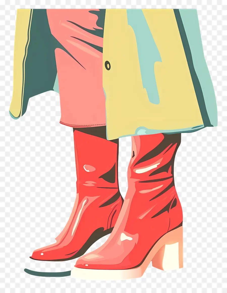 Botas De Moda，Gabardina Amarilla PNG