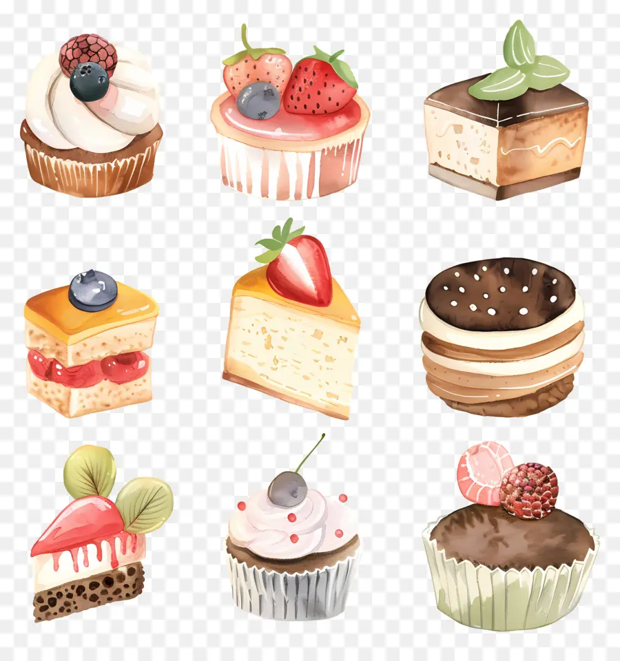 Postres，Ilustraciones A La Acuarela PNG