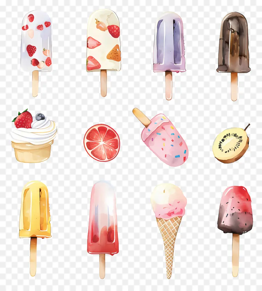 Helado，Pinturas Acuarela PNG