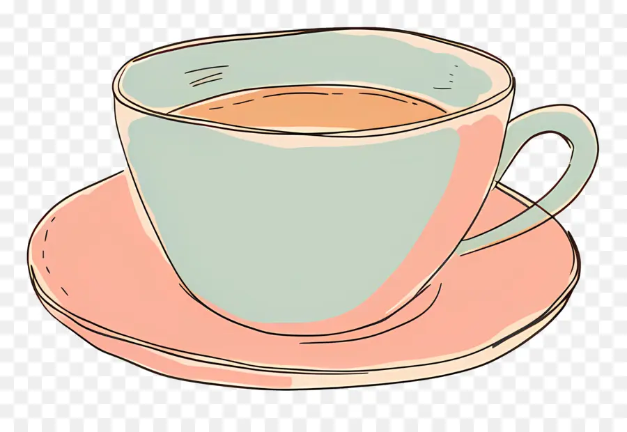 La Taza De Té，Copa Rosa Y Platillo PNG