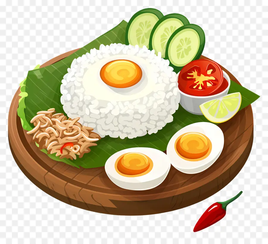 Nasi Lemak，Huevos Fritos PNG