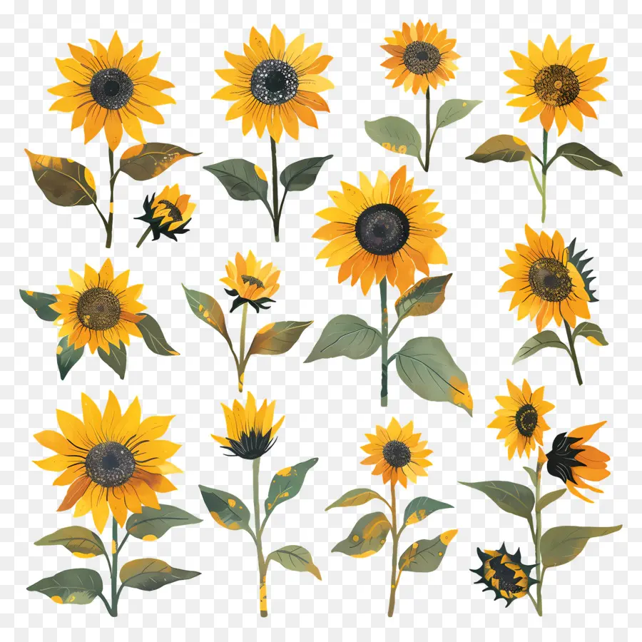 Los Girasoles，Pétalos Amarillo PNG