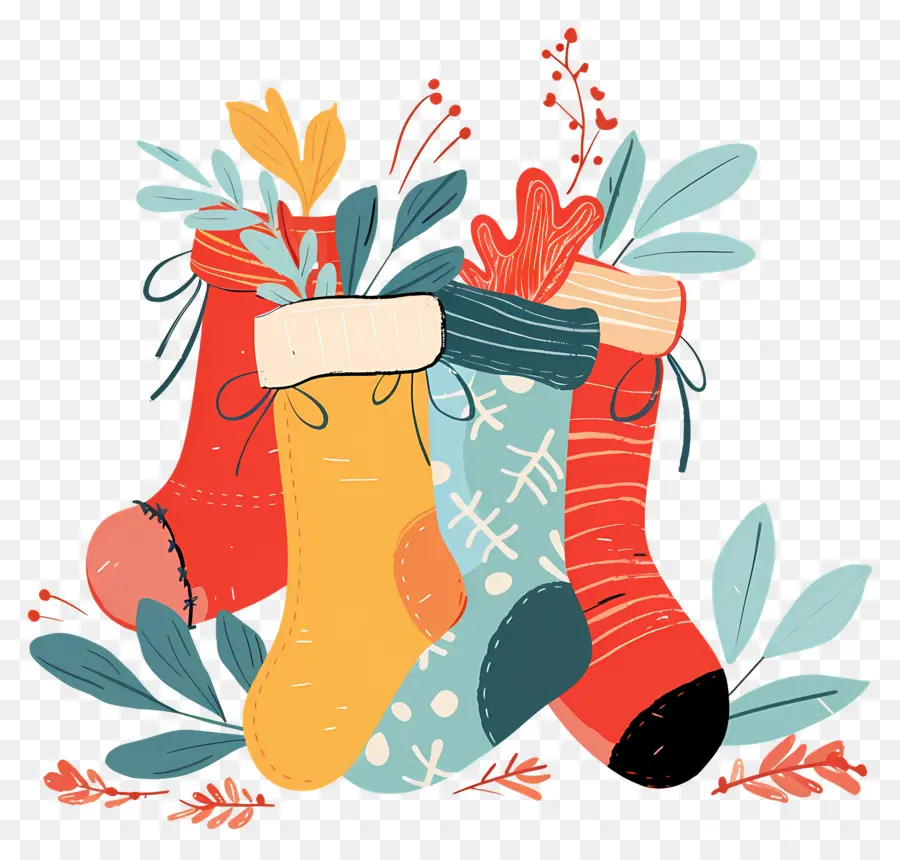 Medias De Navidad，Calcetines Coloridos PNG