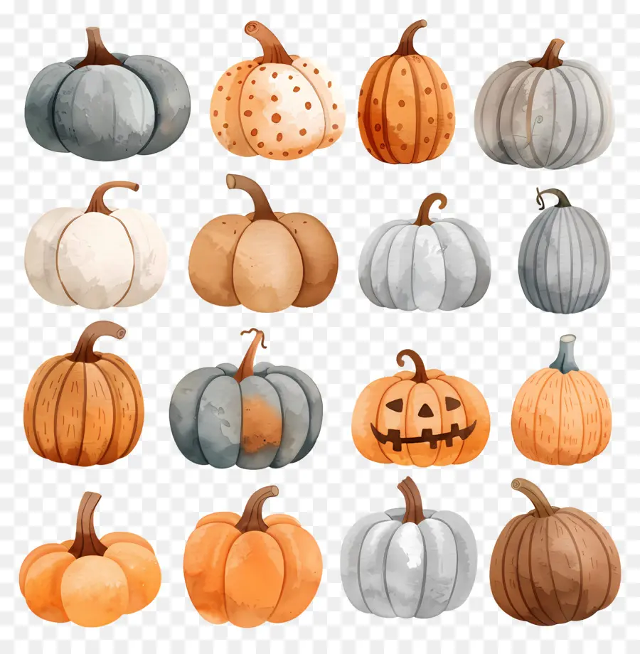 Las Calabazas，Ilustraciones A La Acuarela PNG