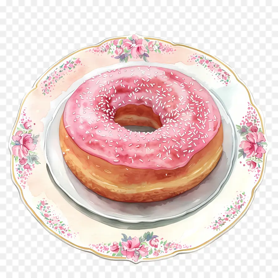 Donut，Donut De Esmalte Rosa PNG