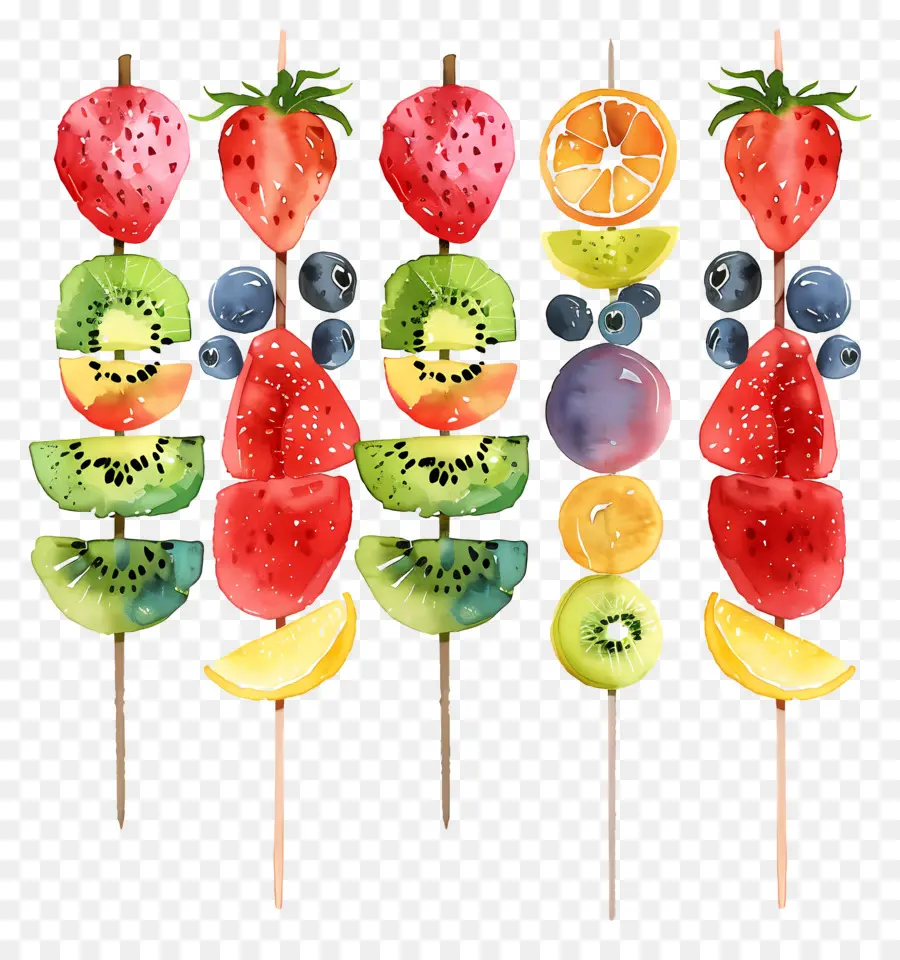 Brochetas De Fruta，Plato De Fruta PNG