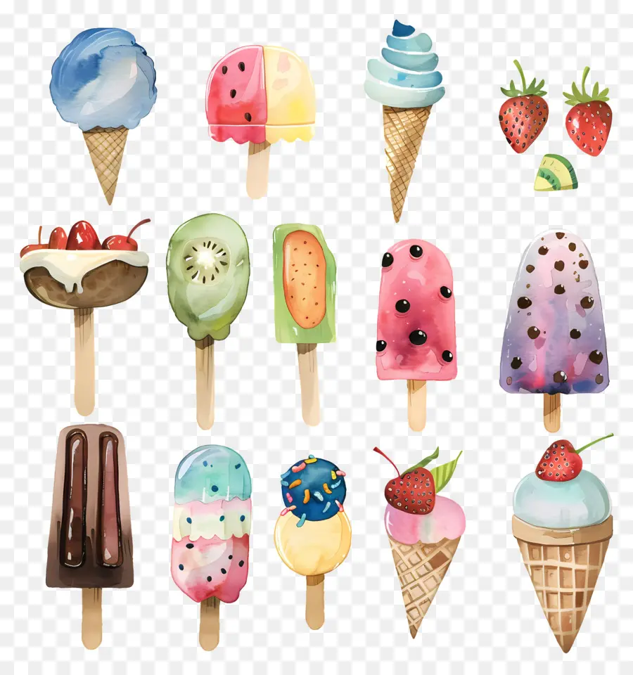 Helado，Acuarela PNG