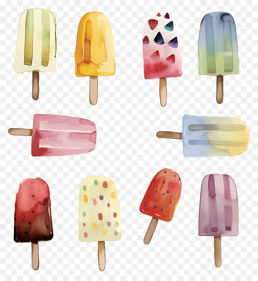 Las Paletas De Helado，Pinturas Acuarela PNG