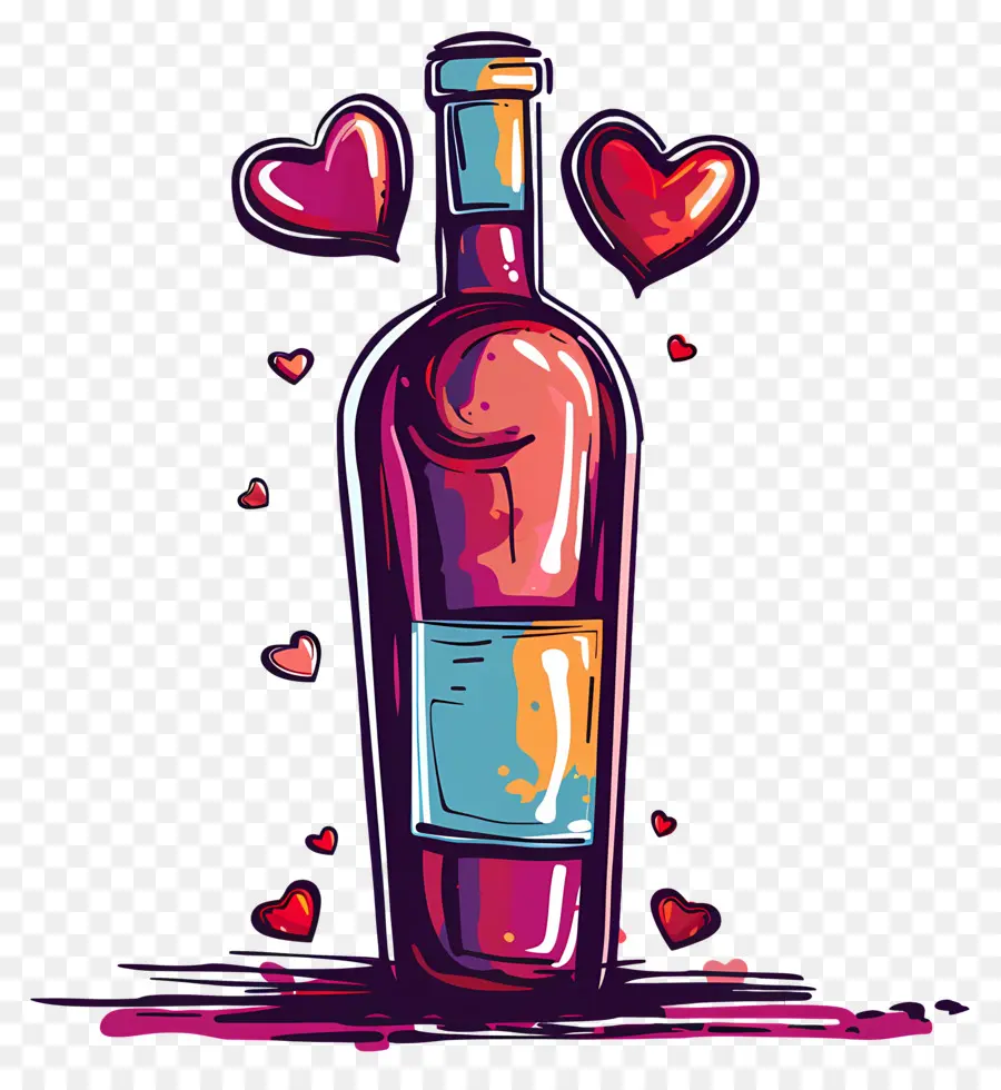 Botella De Vino，El Día De San Valentín PNG