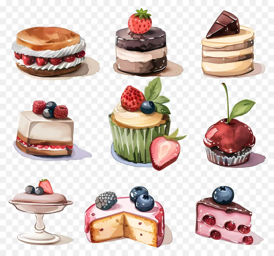 Postres，Ilustraciones A La Acuarela PNG