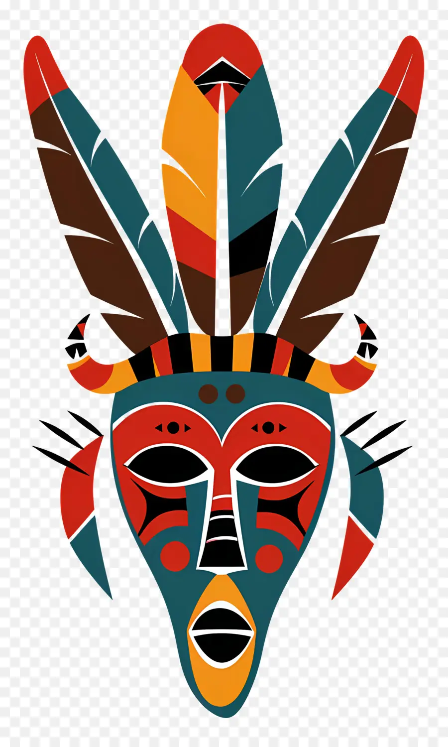 Máscara Tribal，Plumas PNG