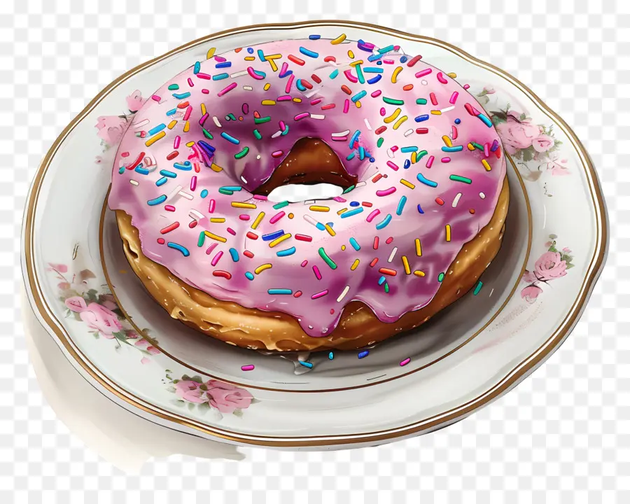 Donut，Rosquilla Glaseada Rosa PNG