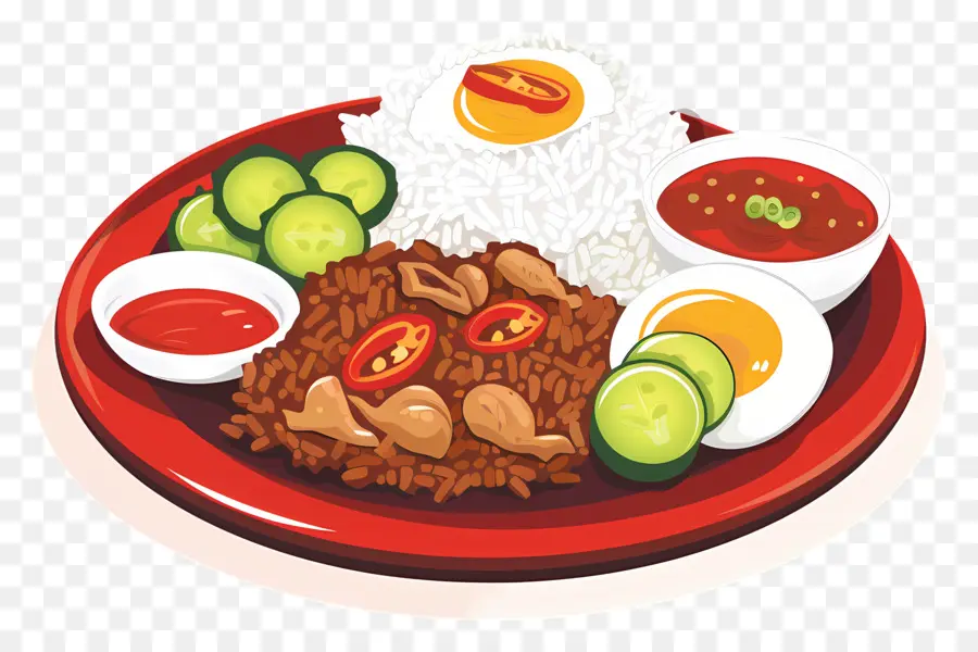 Nasi Lemak，Plato De Comida PNG