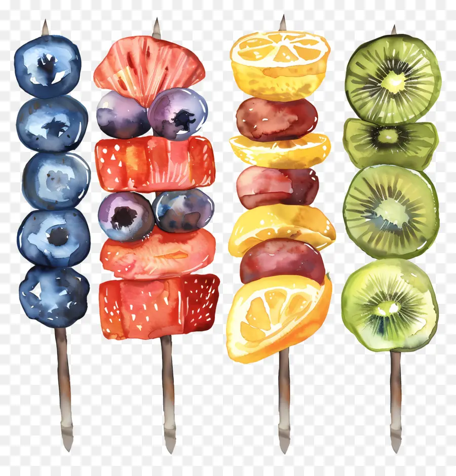 Brochetas De Fruta，Meriendas Saludables PNG