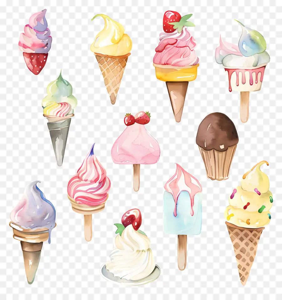 Helado，Acuarela PNG