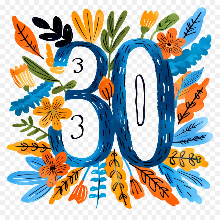 Número 30，50 Cumpleaños PNG