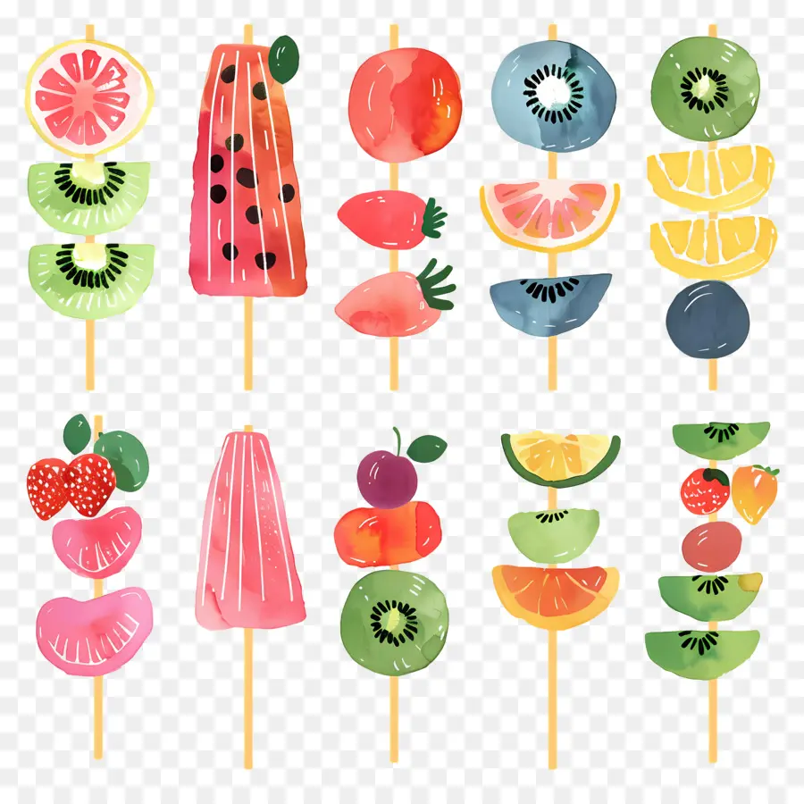 Brochetas De Fruta，Frutas PNG