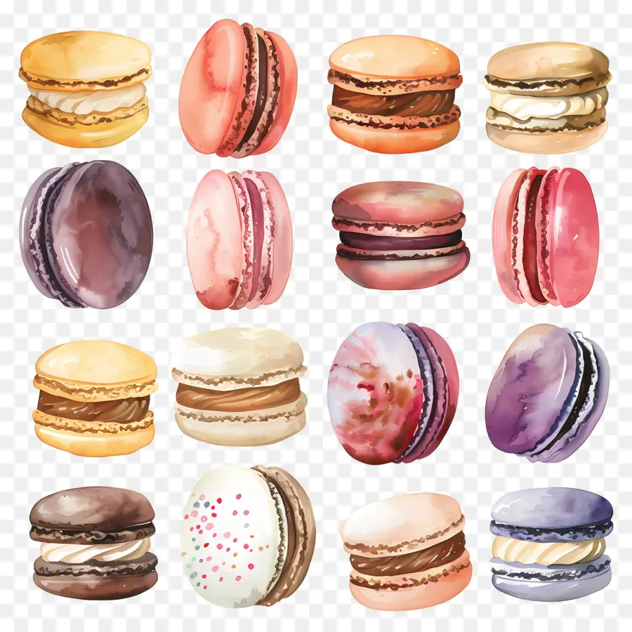 Macarons，Ilustraciones A La Acuarela PNG