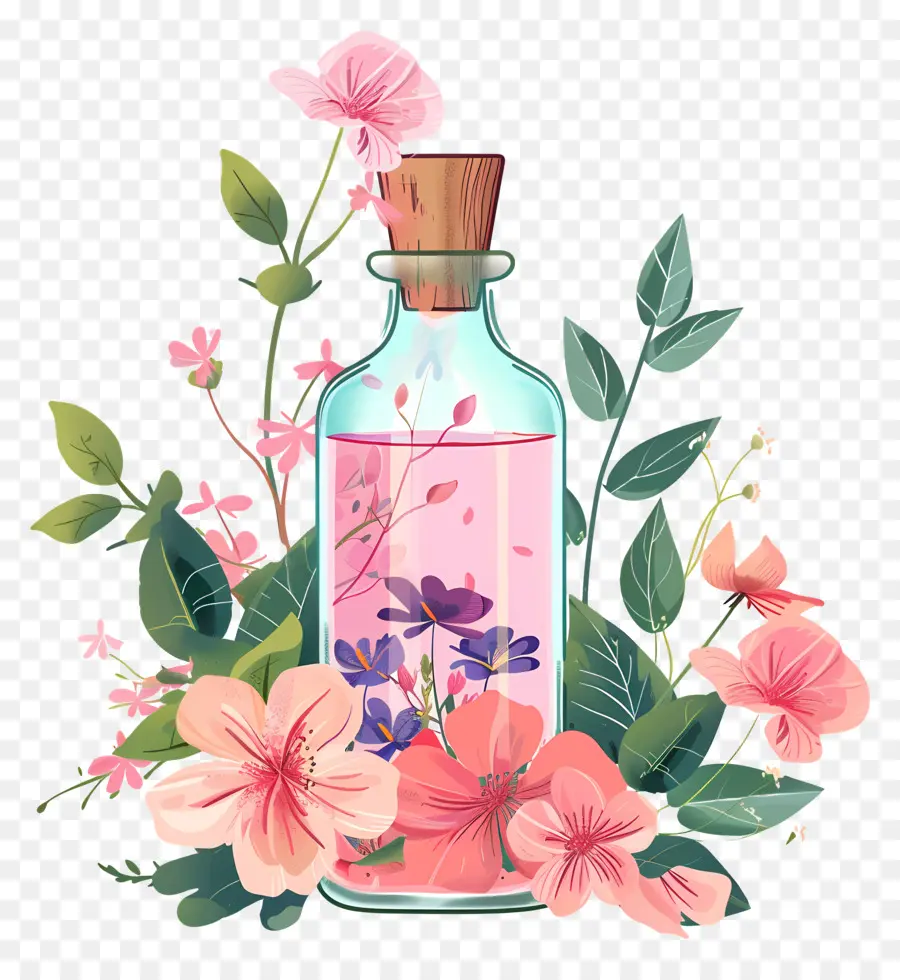 Esencias De Las Flores，Botella De Vidrio PNG