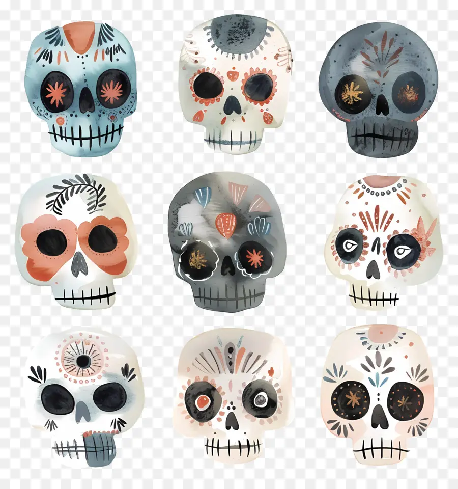 Calaveras De Azúcar，Día De Los Muertos PNG