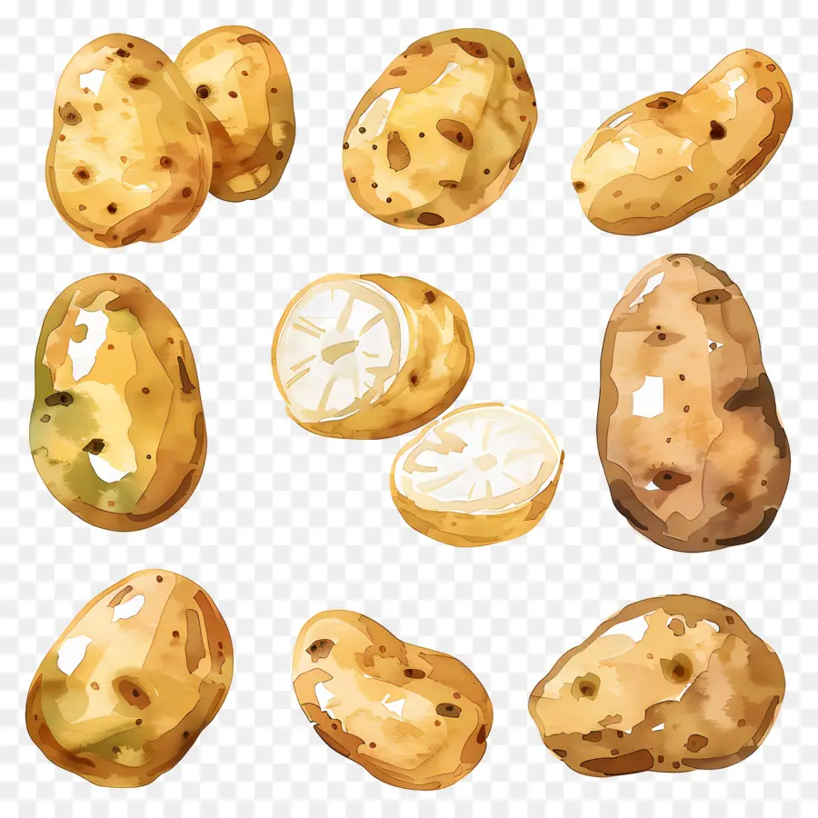 Patatas，Patatas Sobre Fondo Negro PNG