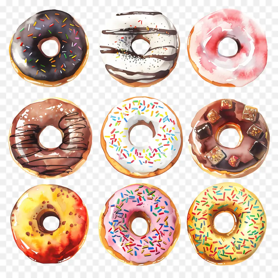 Donut，Pinturas Acuarela PNG