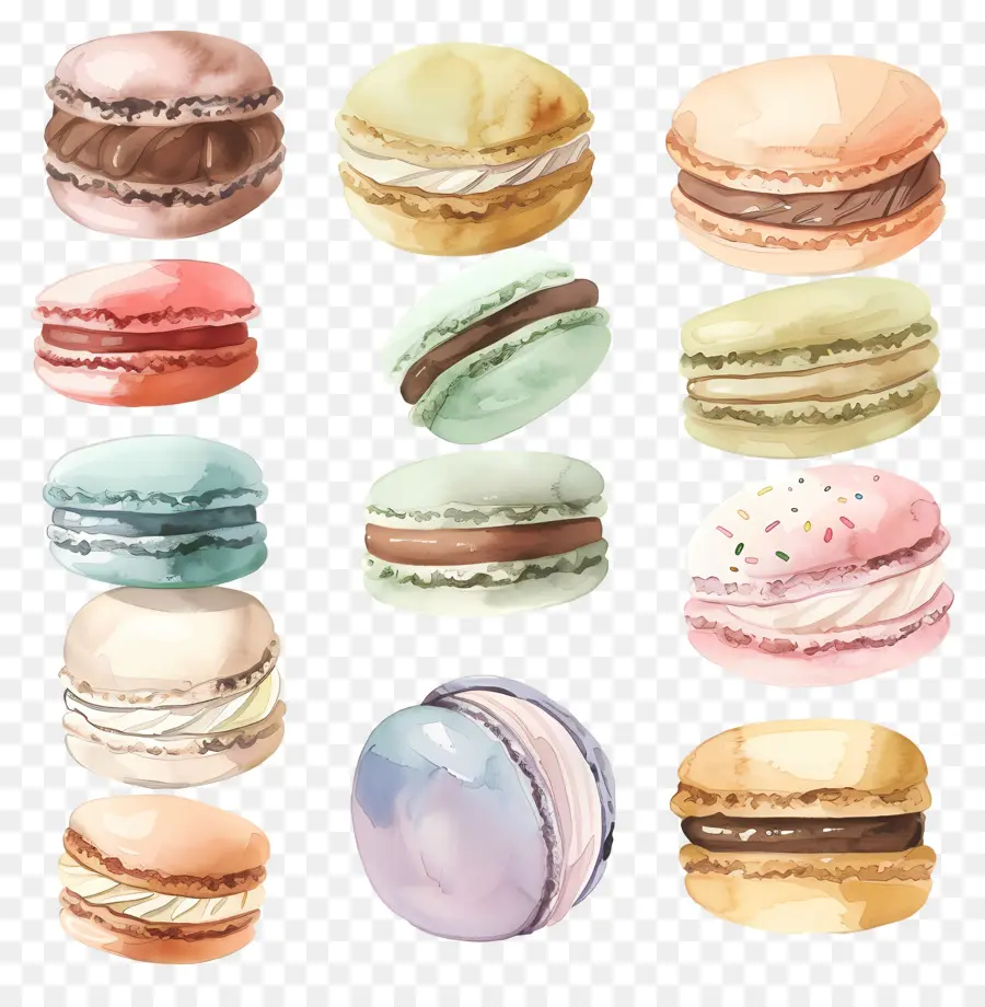 Macarons，Acuarela PNG