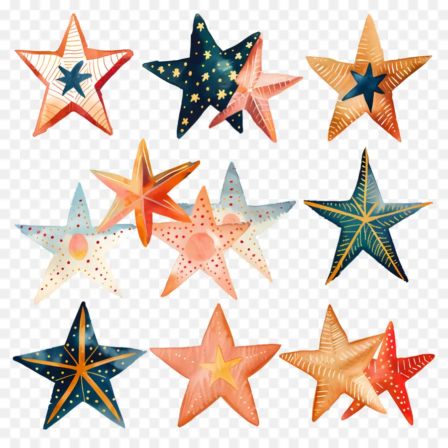 Estrellas，Ilustraciones A La Acuarela PNG