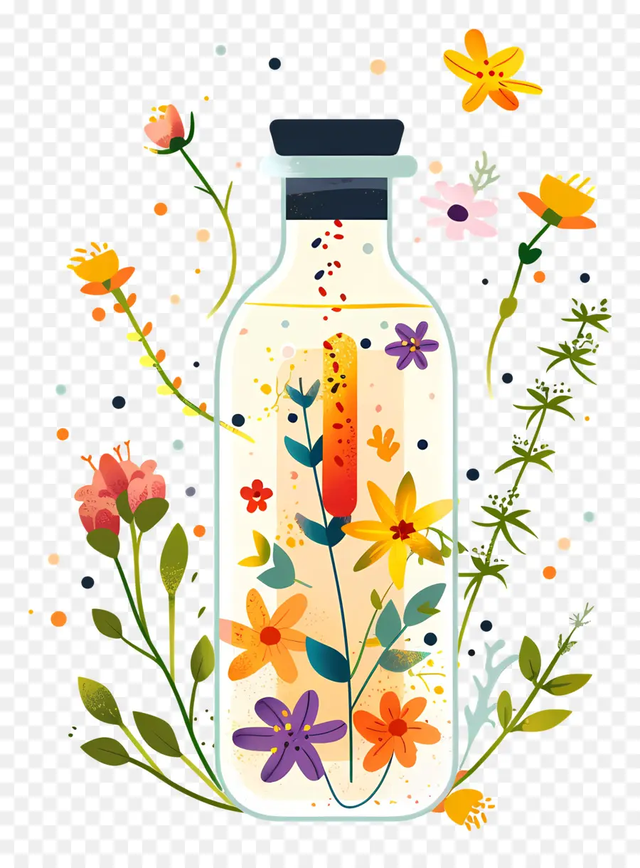 Esencias Florales，Botella De Flores PNG