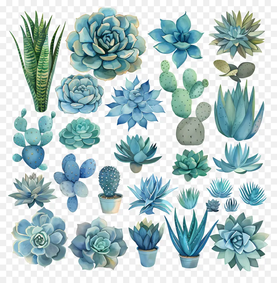 Las Plantas Suculentas，Plantas Suculentas Azules PNG