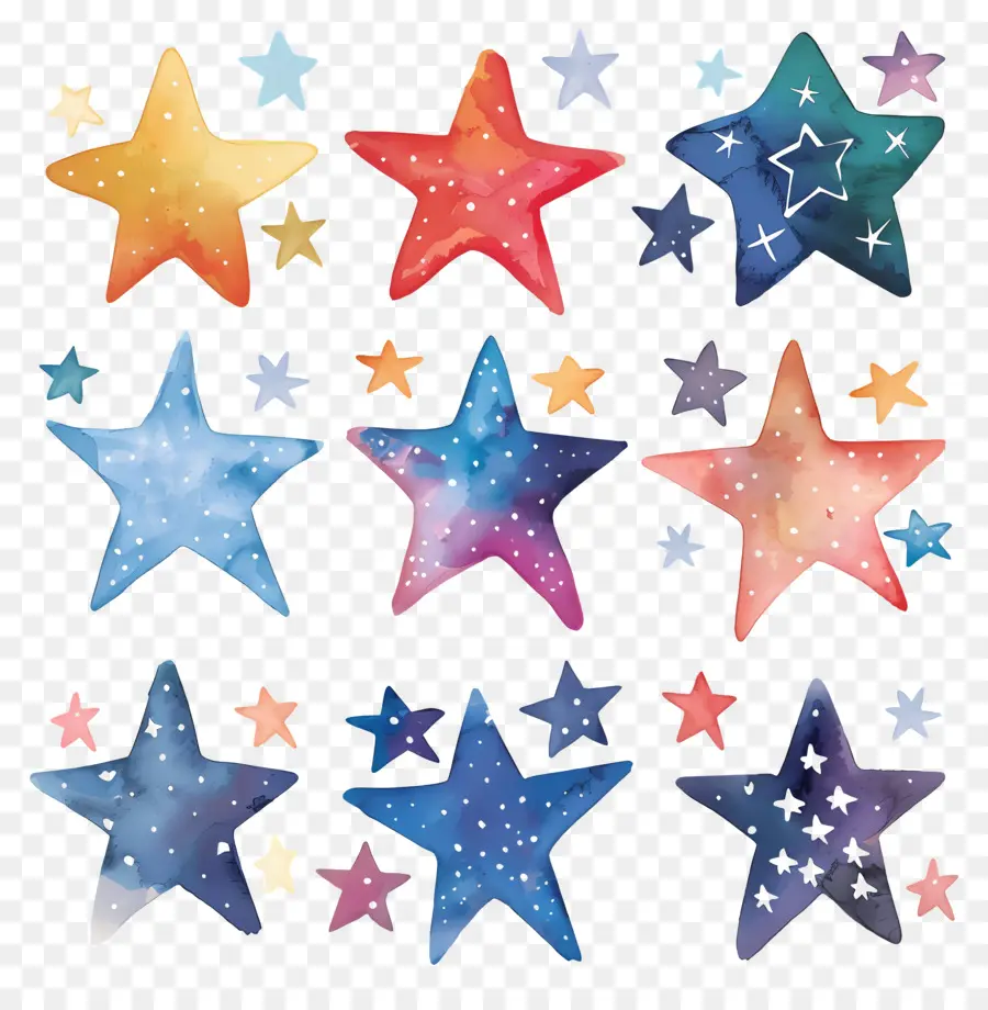 Estrellas，Pinturas Acuarela PNG