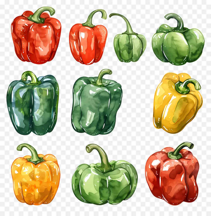 Bell Peppers，Pinturas Acuarela PNG