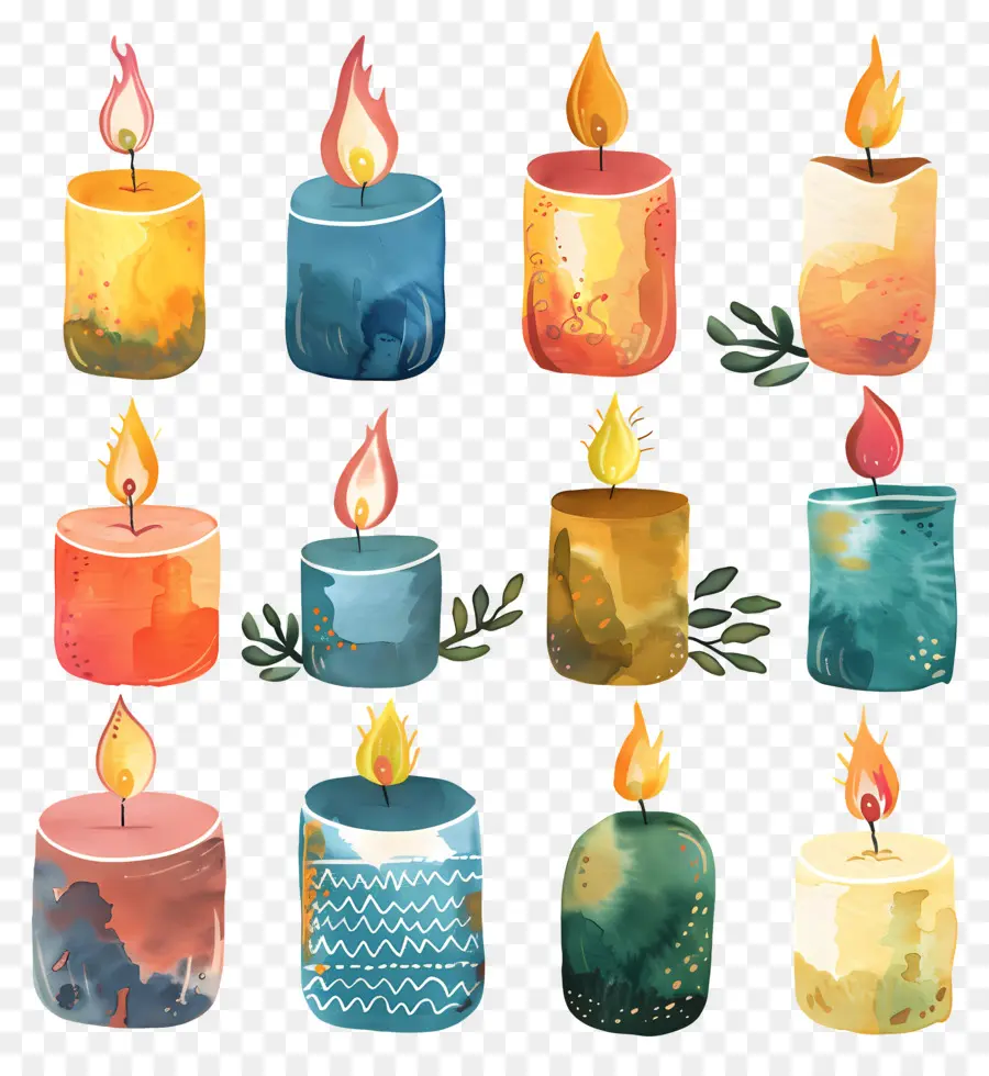 Velas，Ilustraciones A La Acuarela PNG