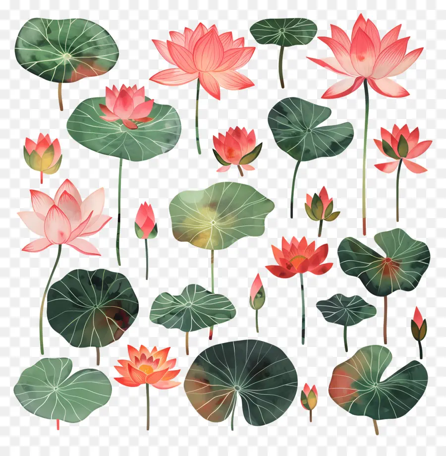 Lotus，Pintura A La Acuarela PNG