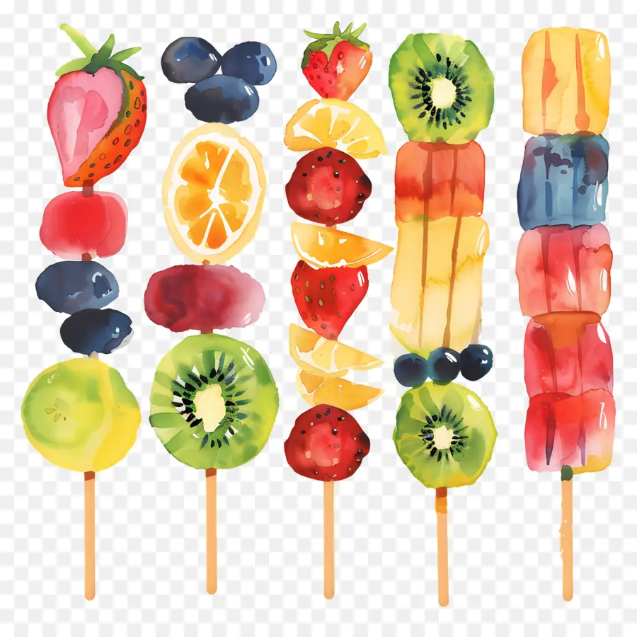 Brochetas De Fruta，Plato De Fruta PNG