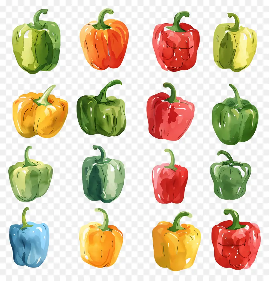 Bell Peppers，Pintura A La Acuarela PNG