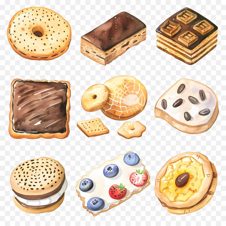 Galletas，Ilustraciones De Alimentos De Acuarela PNG