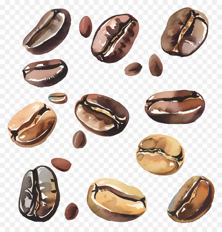 Los Granos De Café，Pinturas Acuarela PNG