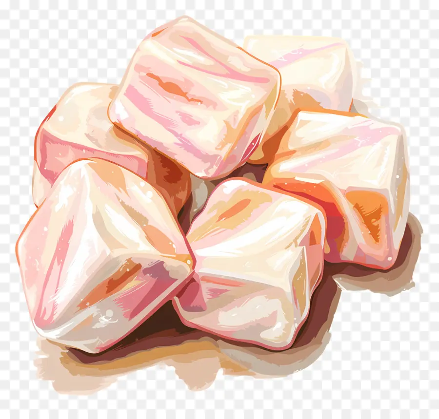 Caramelos De Malvavisco，Cubos De Dulces Blancos PNG