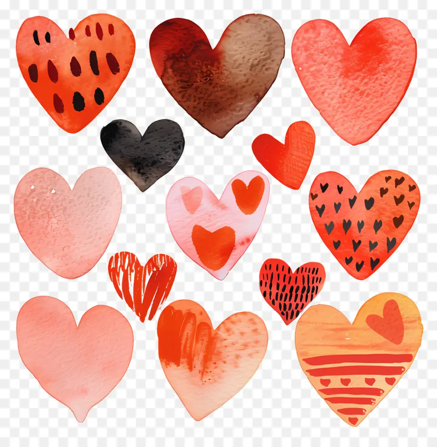 Corazones，Pinturas Acuarela PNG