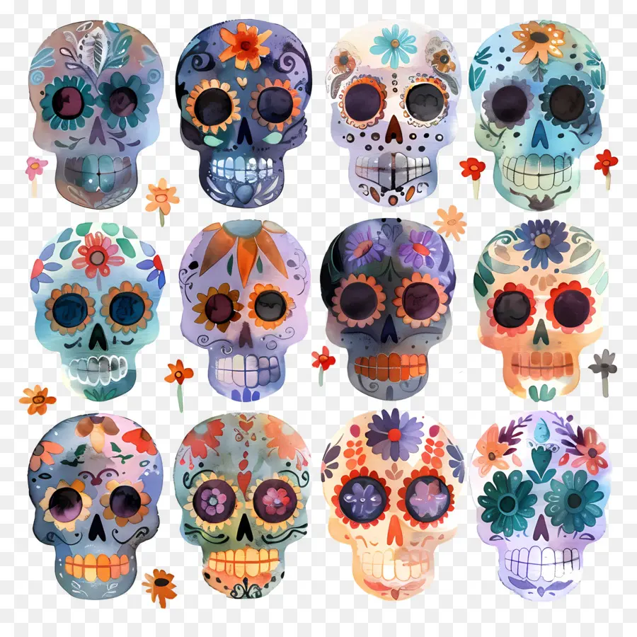 Calaveras De Azúcar，Día De Los Muertos PNG