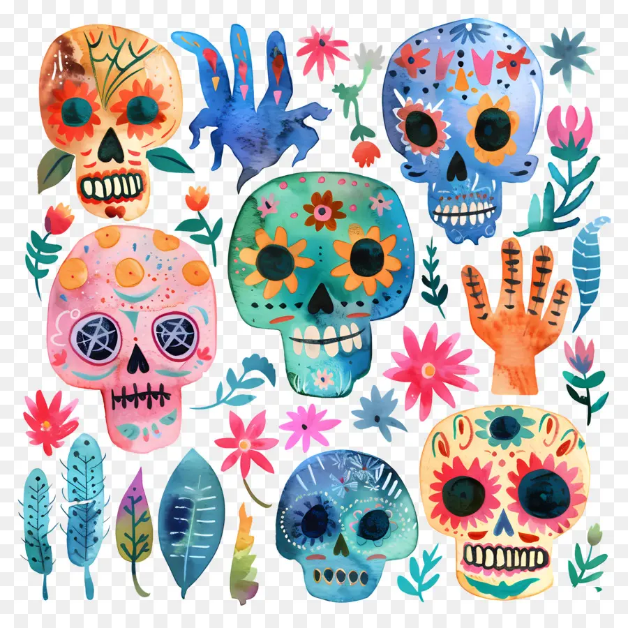 Calaveras De Azúcar，Día De Los Muertos PNG