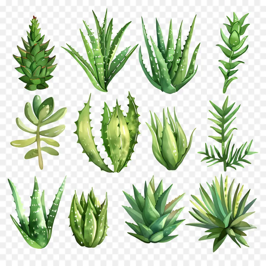 Aloe Vera，Acuarela PNG