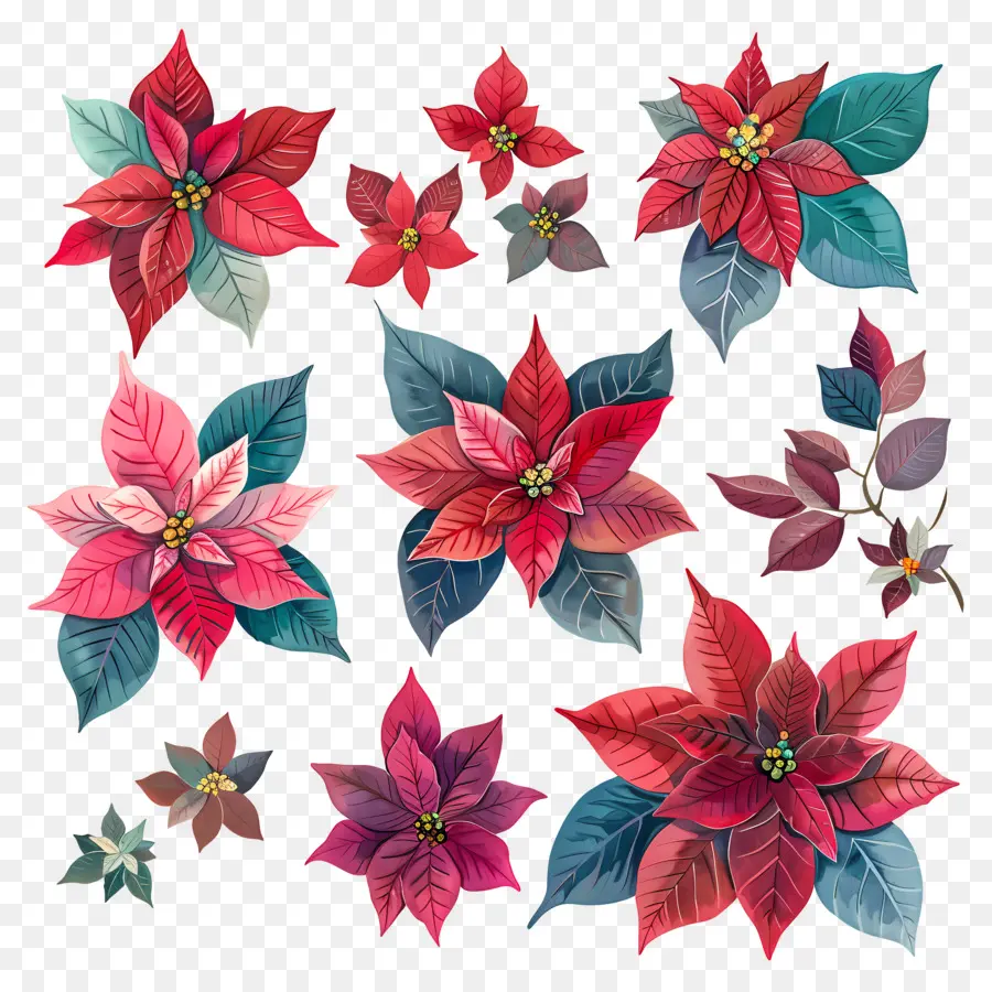 La Flor De Pascua，Poinsettias Rojas PNG